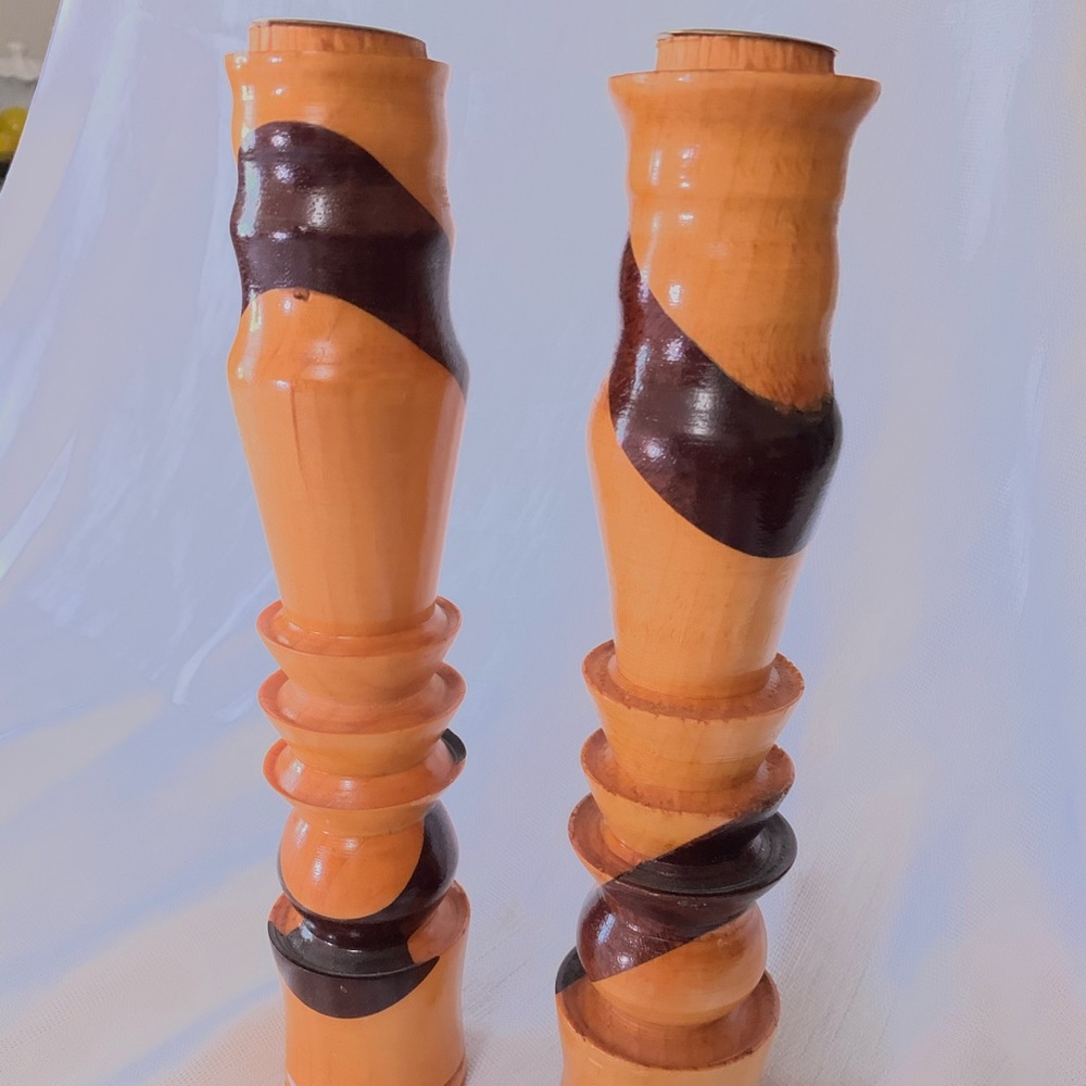Wooden candleholders handcrafted by Raymond R